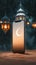 Ramadan social Mobile phone displays crescent moon, sharing festive greetings