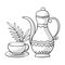 Ramadan teapot doodle vector element with hand drawn design