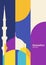 Ramadan vector greeting card with silhouette of mosque. Abstract