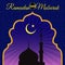 Ramadon Mubarak - Gold arab window art and masjid at night vector design