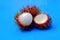 Rambutan is ripe, is a Thai fruit with a red bark, hairy, white flesh.