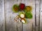 Rambutan on wood floor Background