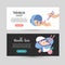 Ramen banners, collection of website banner templates for asian food delivery with order no button, illustrations of