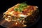 Ramen lasagna baked food. Generate Ai