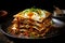Ramen lasagna egg food. Generate Ai