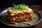 Ramen lasagna food with fresh salad. Generate Ai