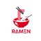 Ramen Logo Simple Red Noodles Vector