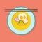 Ramen noodle in bowl with chopstick.Vector illustration