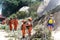 Ramona, California: Hiker passes by a group of women prisoners on work release from the California Department of