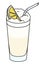 Ramos Fizz classic IBA listed long cocktail in highball glass. Garnished with slice of lemon. Stylish hand-drawn doodle