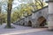 Ramp in Catherine Park with columns, mascarons and arched vaults