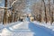 Ramp leading to Cameron gallery and Agate rooms in Catherine park in Tsarskoe Selo Pushkin in winter, Saint Petersburg, Russia