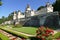 The ramparts and the facade of the castle of Usse seen from the gardens