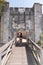 Ramparts with gate of the Two Mills Lantern tower in La Rochelle France