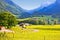 Ramsau valley in Berchtesgaden Alpine region landscape view