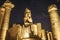 Ramses II statue at night