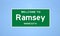 Ramsey, Minnesota city limit sign. Town sign from the USA.