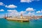 Ramsgate pier and lighthouse panorama Kent England