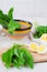 Ramson and boiled eggs. Set for spring salad