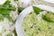 Ramsons wild garlic leek  risotto with parmesan cheese,