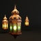 Ramzan celebration Lantern, Arabic culture decor for Eid on white