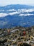 Ranau, Sabah-30th March 2021. Magnificent scenery of the mountain with unidentified climbers descending from the top.