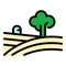 Ranch tree field icon vector flat