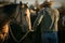 Rancher with his cutting horse