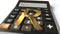 Rand money symbol on the keys and SELL text on calculator display, conceptual 3d rendering