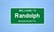 Randolph, Massachusetts city limit sign. Town sign from the USA.