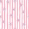 Random abstract seamless pattern with village windmill ornament. Pink and white striped background