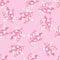 Random branches silhouettes botanic seamless pattern. Floral backdrop in white and pink tones