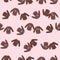 Random brown knitted sweaters ornament seamless pattern. Light pink background
