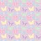 Random butterflies pastel repeat pattern design.