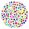 Random circles, dots. Pointillist polka-dots. Scattered colorful, multicolor circles design element