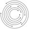 Random concentric circles with dots. Circular, spiral design element.