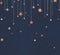 Random falling stars Christmas background. Subtle flying snow flakes and stars on dark blue night background. Alluring