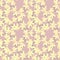 Random floral seamless exotic pattern with light yellow hawaii flower print. Purple pastel background