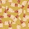 Random hand drawn style seamless pattern with juggler circus print. Ocher background. Simple design