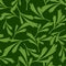 Random herbal seamless pattern with doodle leaves ornament. Green and olive colored floral artwork