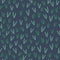 Random leaves seamless pattern on blue background. Doodle forest herbal endless wallpaper