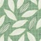 Random light green seamless doodle pattern. Outline botanic elements on pale green chequered background