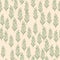 Random light seamless pattern with outline floral ornament. Green contoured leaves branches shapes on light background