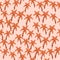 Random little orange palm tree elements seamless pattern. Pastel pink background. Tropical botany ornament