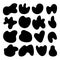 Random organic round spot blob pebble shape set. Collection of abstract irregular stains shape in black ink vector illustration