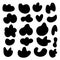 Random organic round spot blob pebble shape set. Collection of abstract irregular stains shape in black ink vector illustration