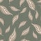 Random pale seamless pattern with simple outline leaf silhouettes. Grey tones artwork