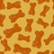 Random seamless food pattern with dogs bone dark orange silhouettes. Pale yellow background. Cartoon style
