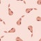 Random seamless fruit pattern with simple pear silhouettes. Pink light background