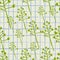 Random seamless pattern with cotton foliage shapes. Pastel light background with chequered background